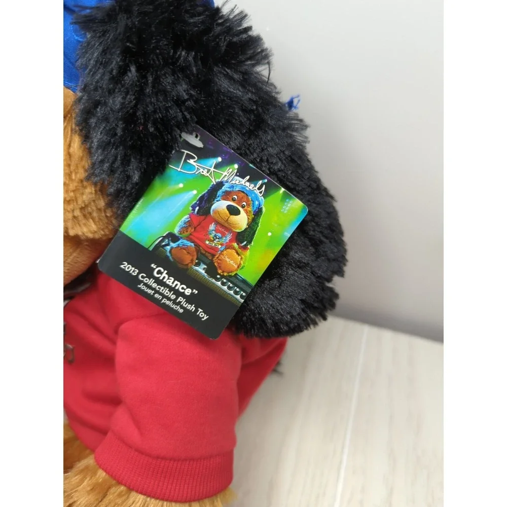 PetSmart Bret Michaels Chance Squeaker Plush Brown Dog Toy red shirt blue scarf